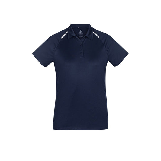 Biz Collection P012LS Academy Ladies Contrast Polo Navy/White Colour Front View