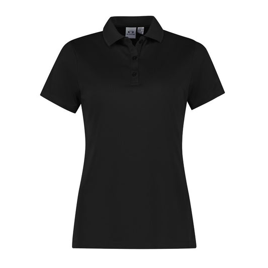 Womens black upf 50 modern fit longer length professional Biz Collection P206LS Womens Action Short Sleeve Polo shirt