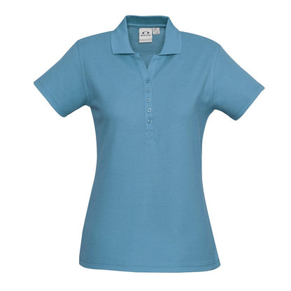 A teal-colored Biz Collection ladies' polo shirt with a collar, short sleeves, and a Y-placket. Biz Collection P400LS Crew Ladies Polo Teal