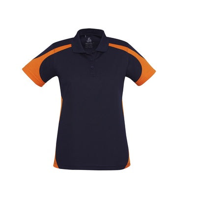 Biz Collection P401LS Ladies Sports Talon Polo  Navy and Orange colours - front view