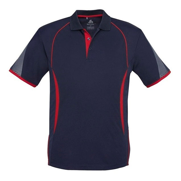 Mens navy and red cool lightweight sports Biz Collection P405MS Razor Mens Polo shirt