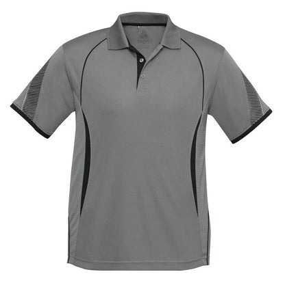 Grey and black workout mens Biz Collection P405MS Razor Mens Polo shirt