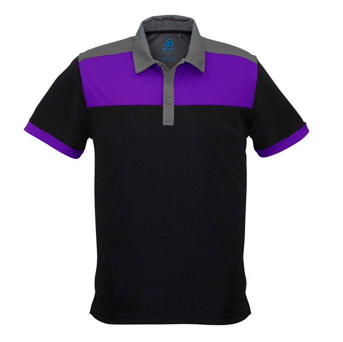 Mens black grey and purple everyday workshirt modern fit Biz Collection P500MS Mens Charger Polo shirt