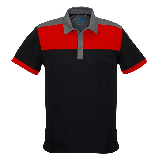 Black red and grey mens moisture wicking corporate event and sports team branding Biz Collection P500MS Mens Charger Polo shirt