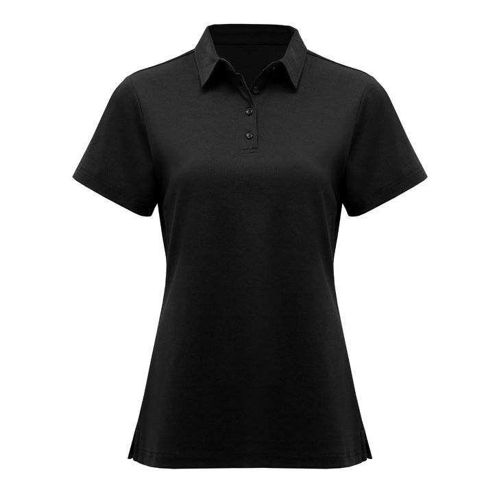 Black polo shirt on a white background