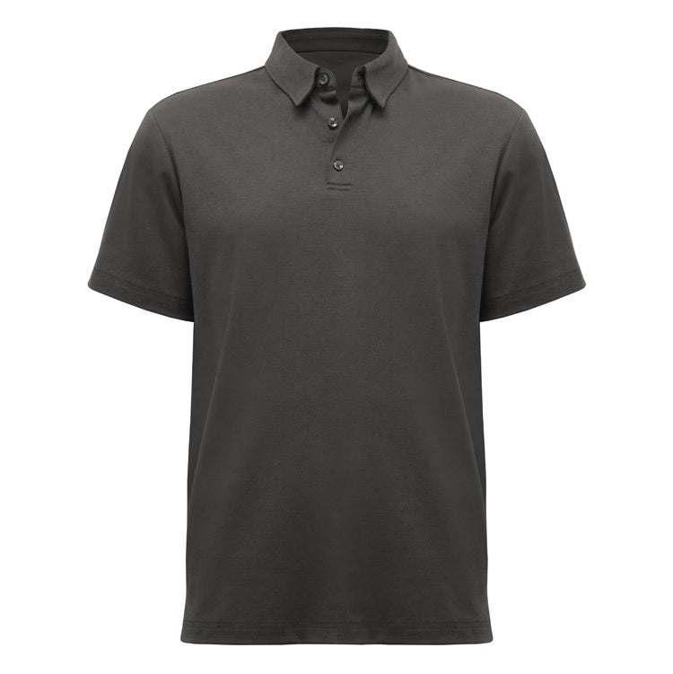 Dark gray polo shirt on a white background