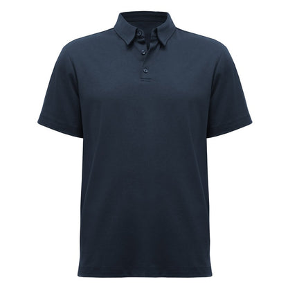 Navy blue polo shirt on a white background