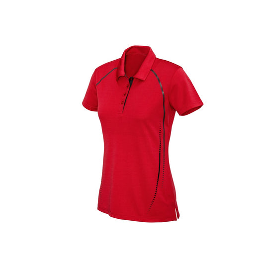 Biz Collection P604LS Ladies Cyber Polo colour Red/Silver - front view