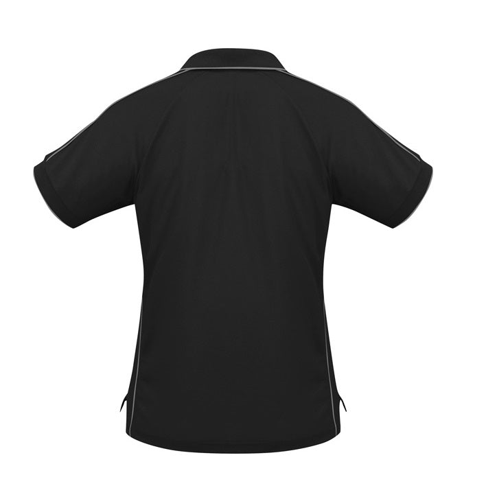Biz Collection P9925 Ladies Resort Polo in colour Black/Charcoal - Back view