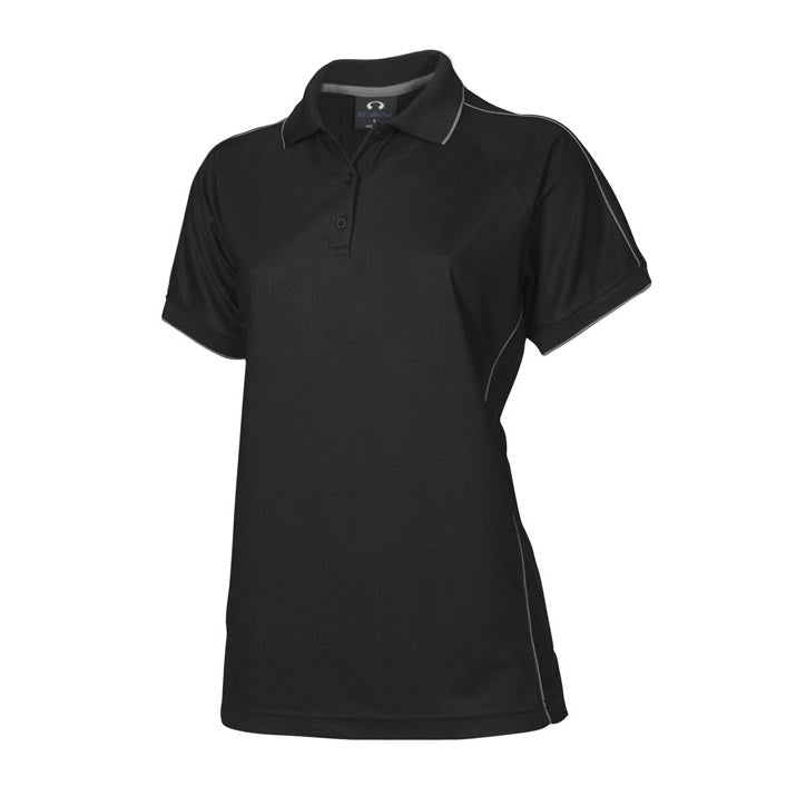 Biz Collection P9925 Ladies Resort Polo in colour Black/Charcoal - Front view