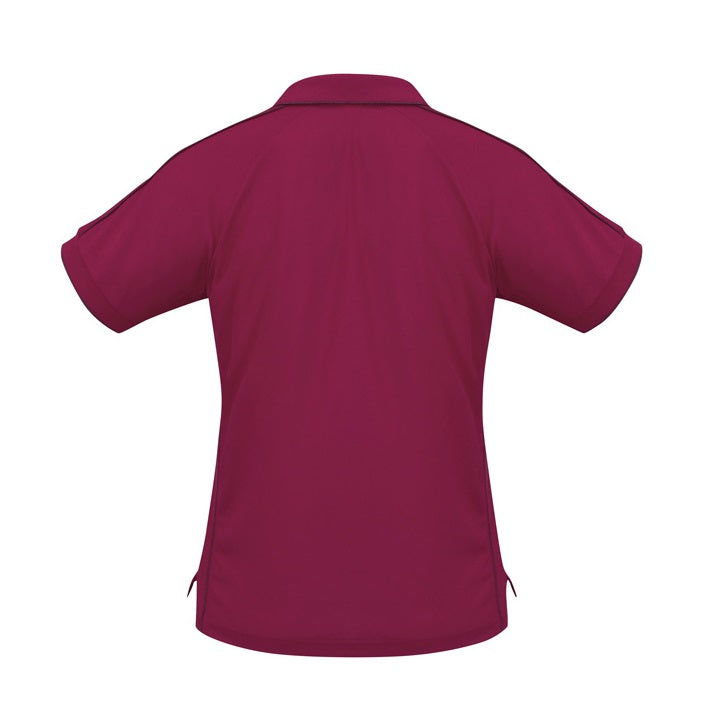 Biz Collection P9925 Ladies Resort Polo in colour Cherry/Maroon - Back view