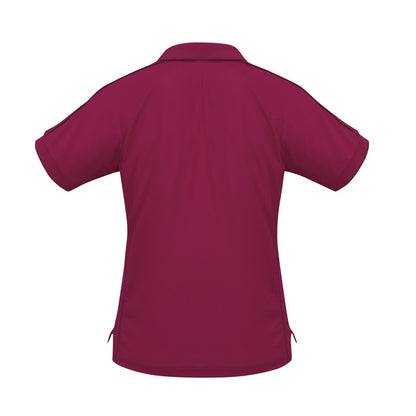 Biz Collection P9925 Ladies Resort Polo in colour Cherry/Maroon - Back view