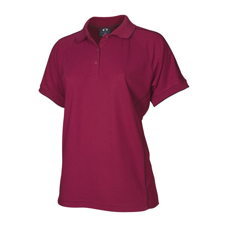 Biz Collection P9925 Ladies Resort Polo in colour Cherry/Maroon - Front view