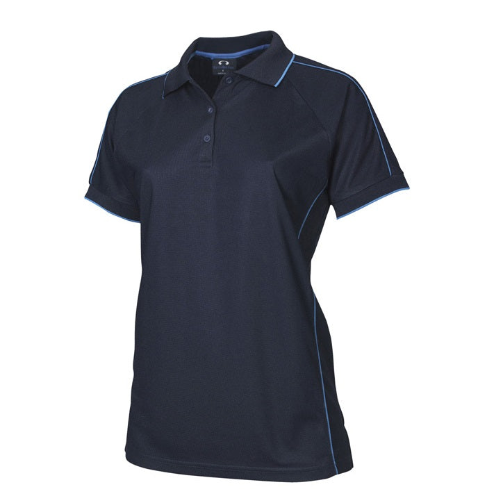 Biz Collection P9925 Ladies Resort Polo in colour Navy/Midblue - Front view