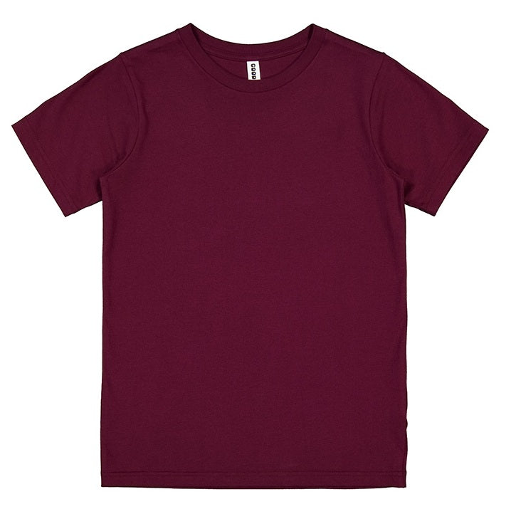 Maroon t-shirt on a white background