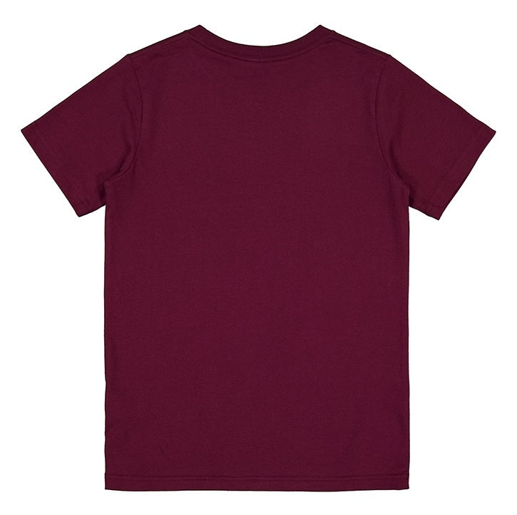 Maroon t-shirt on a white background