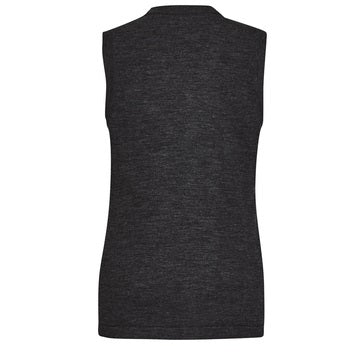 Biz Care CK961LV Ladies Healthcare Button Front Knit Vest in colour Charcoal   - Back view with white background