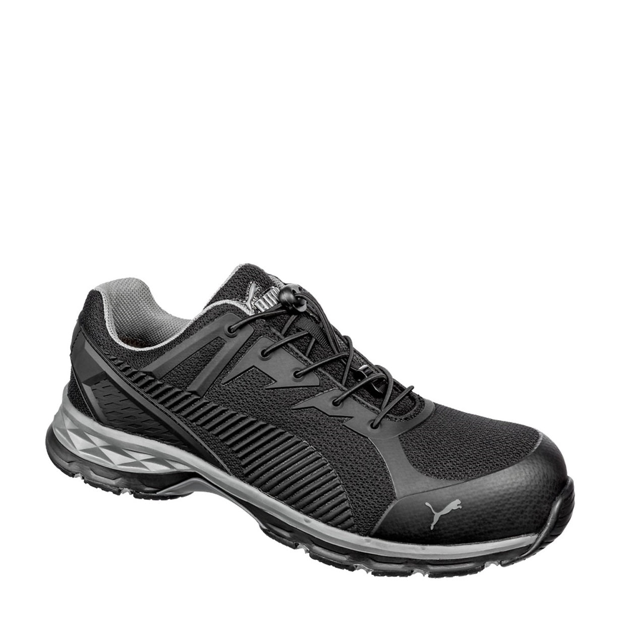 Black and grey airport friendly heat resistant Puma 643837 Relay Composite Safety Jogger