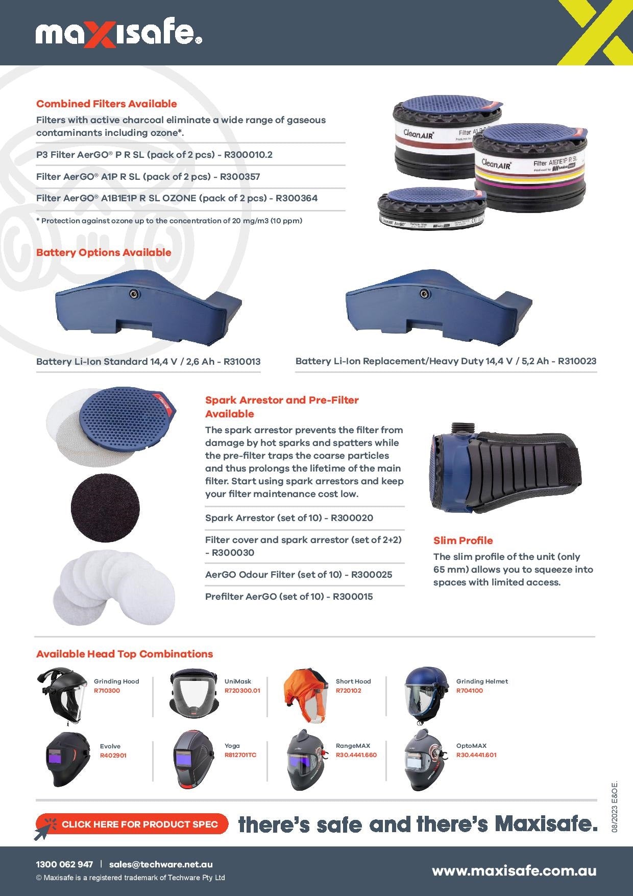 Maxisafe R304100H CleanAIR CA-40G Hard Hat w/ Toric Visor & AerGO PAPR Kit – Heavy Duty Battery