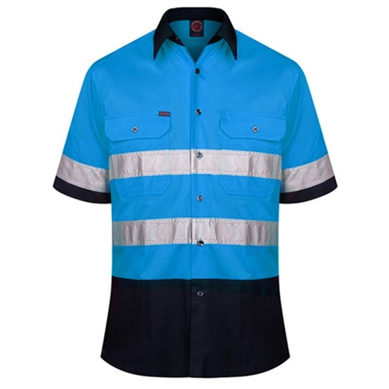 Ritemate RM1050RS 2 Tone Open Front Shirt S/S 50MM Reflective Tape