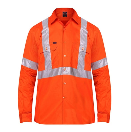 Ritemate RM109VXR Mens Vented Open Front Long Sleeve 3M Tape X-Back Shirt