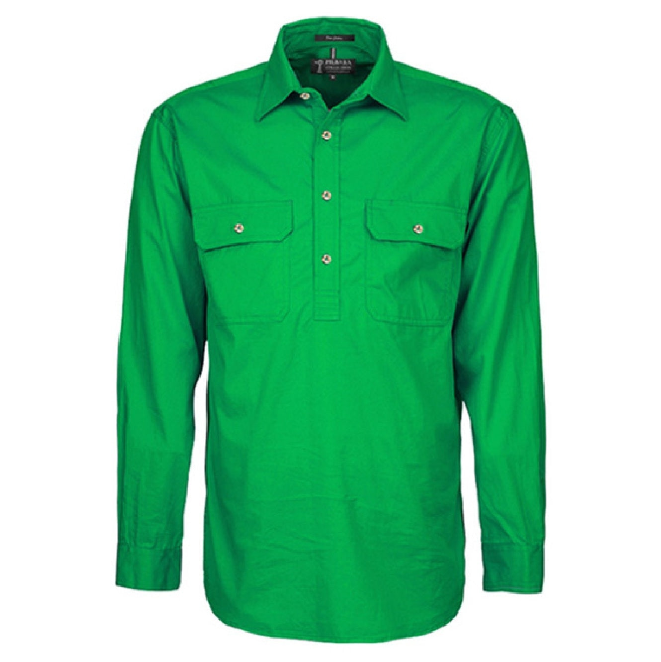 Pilbara RM200CF Mens Pilbara Closed Front Long Sleeve Shirt - men's popular cheap work shirt emerald green colour
