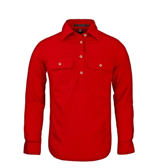 Pilbara RM300CF Womens Closed Front Long Sleeve Shirt Red