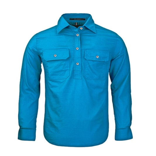 Pilbara RM400CF Kids Closed Front L/S Shirt Azure Blue