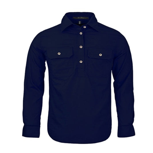 Pilbara RM400CF Kids Closed Front L/S Shirt French Navy