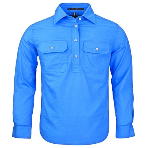 Pilbara RM400CF Kids Closed Front L/S Shirt Light Blue