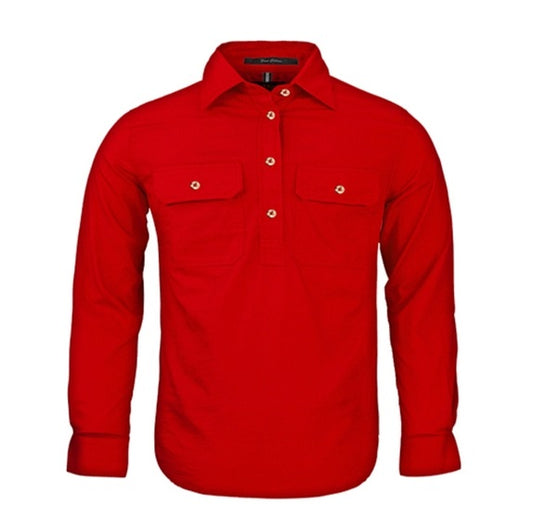 Pilbara RM400CF Kids Closed Front L/S Shirt Red