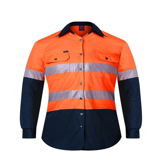 Ritemate RM4050R Kids Two Tone Open Front Shirt with Tape