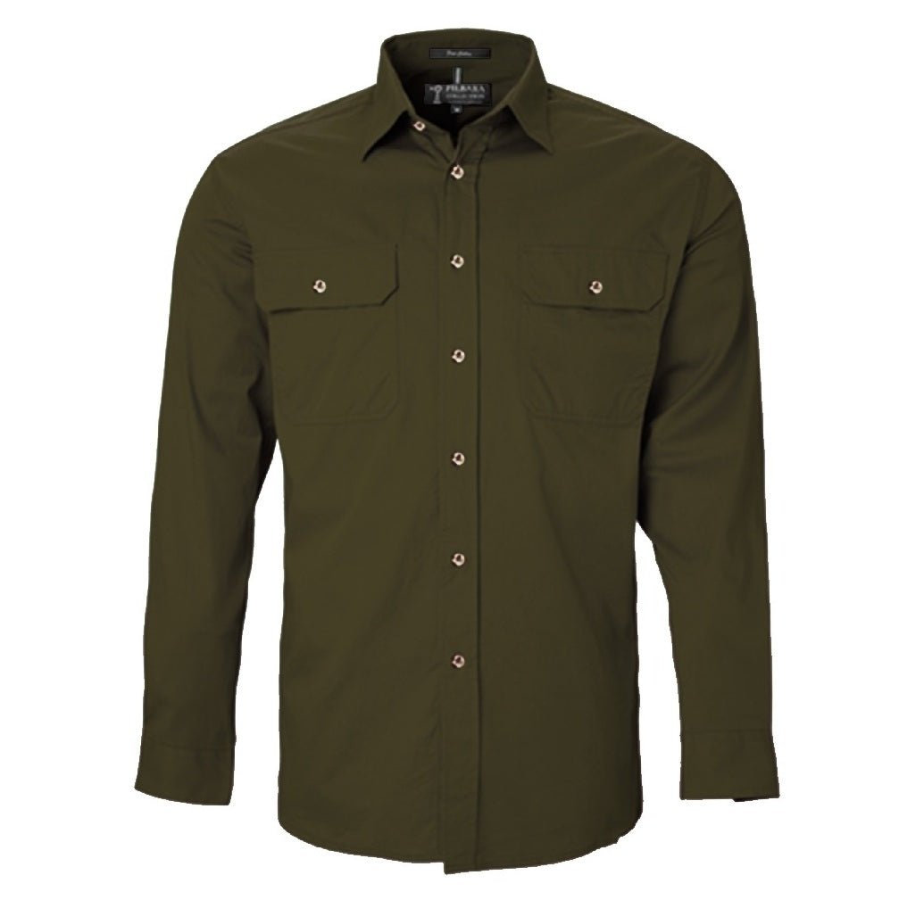 Pilbara RM500BT Mens Open Front Long Sleeve Lightweight Shirt