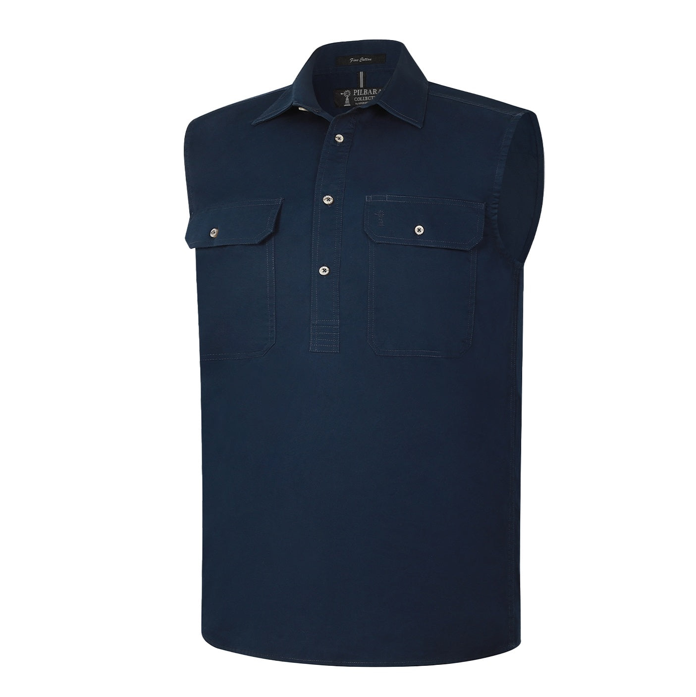 Navy mens country Pilbara RM700CF Mens Closed Front Sleeveless Shirt