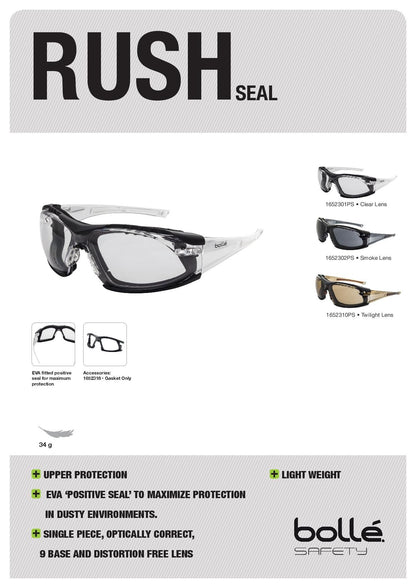 Bolle 1652301 Rush Seal AS/AF Safety Glasses