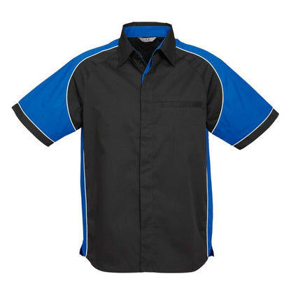 Black and blue  mens heavy duty workshirt Biz Collection S10112 Mens Nitro Short Sleeve Shirt