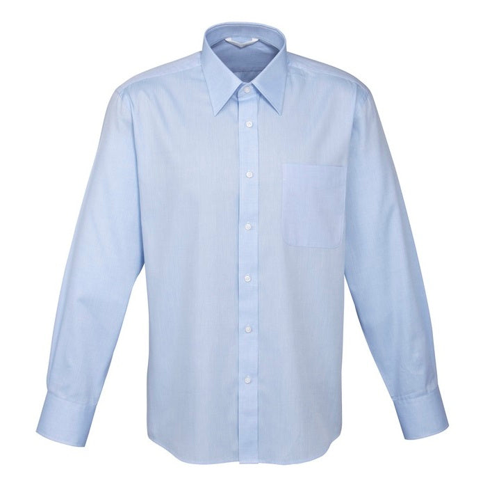 Mens light blue classic corporate business every day long wearing shirt easy iron cuff link cuffs Biz Collection S10210 Mens Luxe Long Sleeve shirt