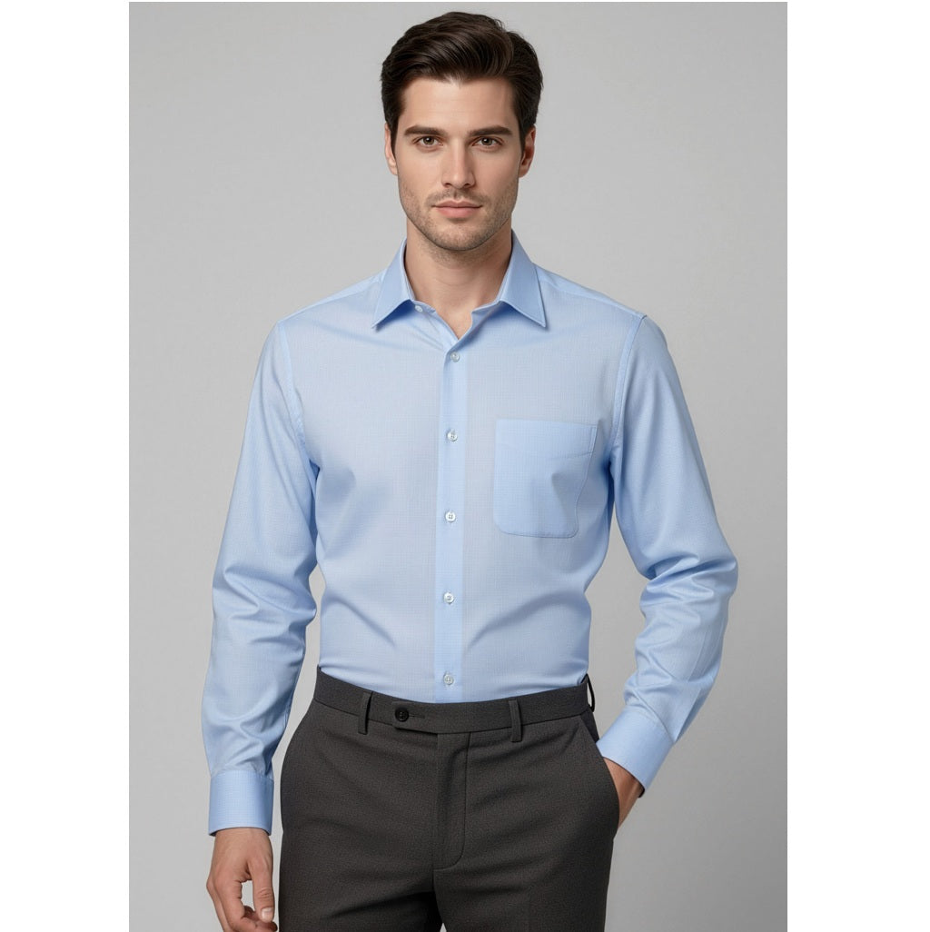 Biz Collection S10210 Mens Luxe Long Sleeve shirt - Blue - Alternative Model View