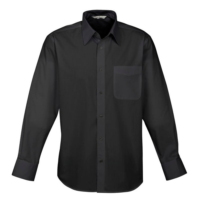 Mens Black button down professional shirt Biz Collection S10510 Base Mens Long Sleeve Shirt