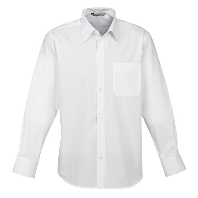 Mens White everyday corporate Biz Collection S10510 Base Mens Long Sleeve Shirt