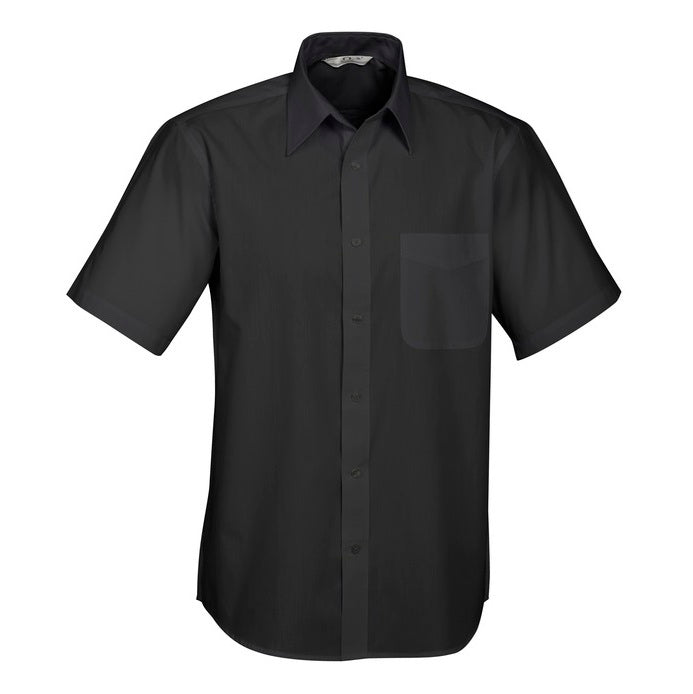 Mens black classic professional shirt Biz Collection S10512 Base Mens Short Sleeve Shirt