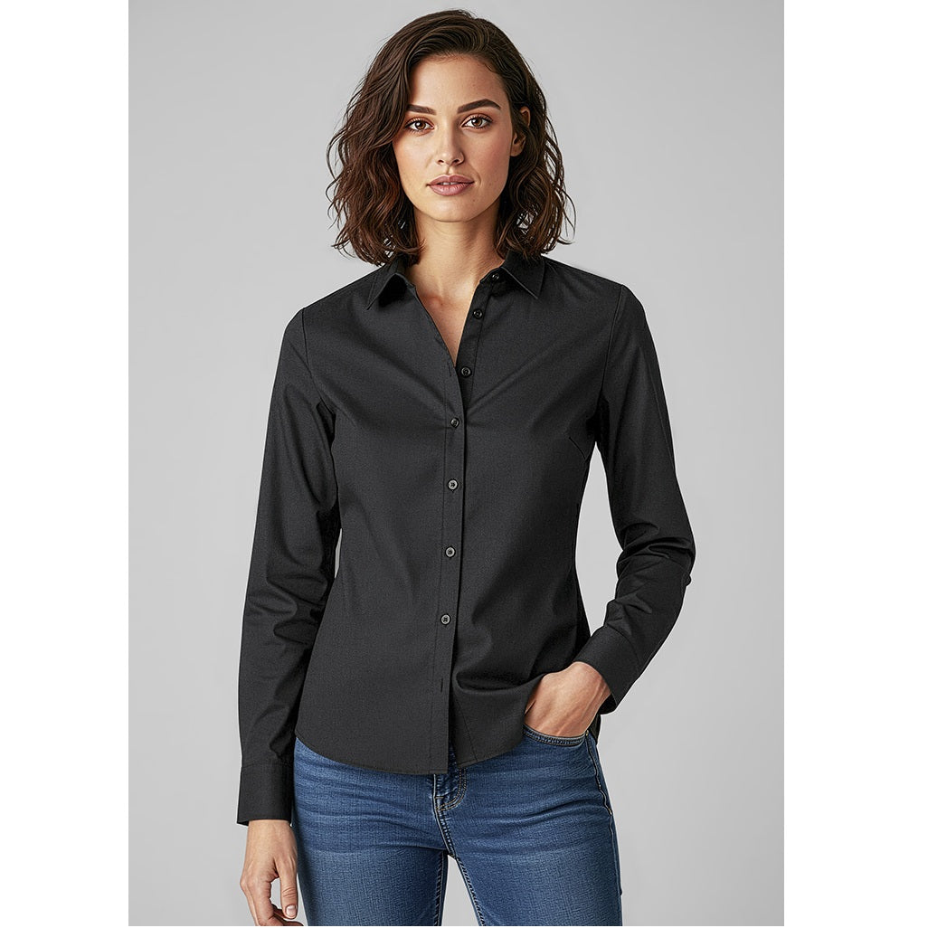 Biz Collection S127LL Ladies Memphis Shirt - Black - Model View