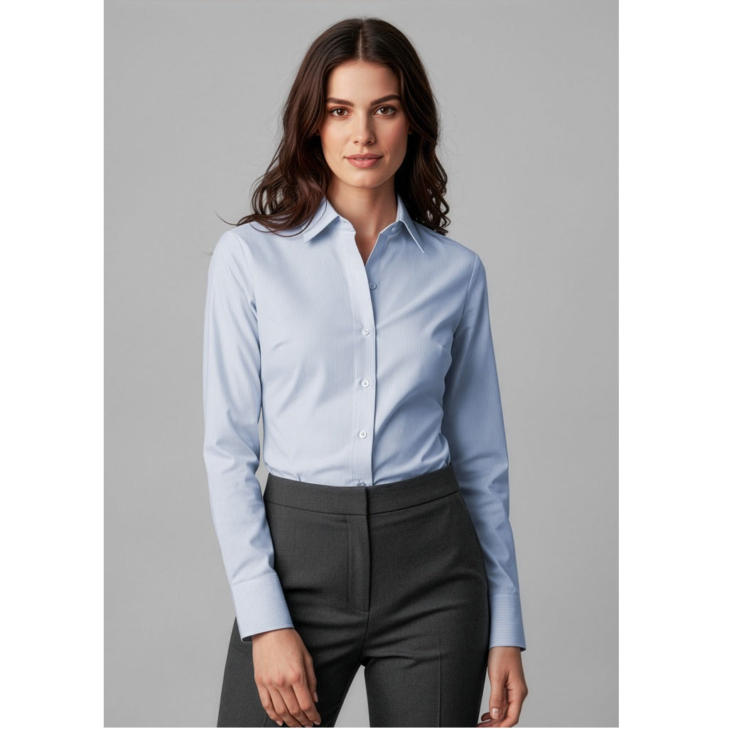 Biz Collection S29520 Ladies Ambassador Long Sleeve Shirt - Blue - Model View