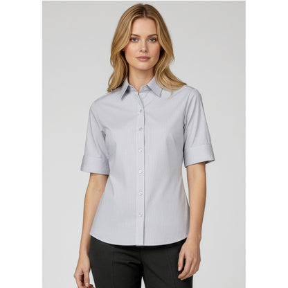 Biz Collection S29522 Ladies Ambassador Short Sleeve Shirt - Silver/Grey - Model View