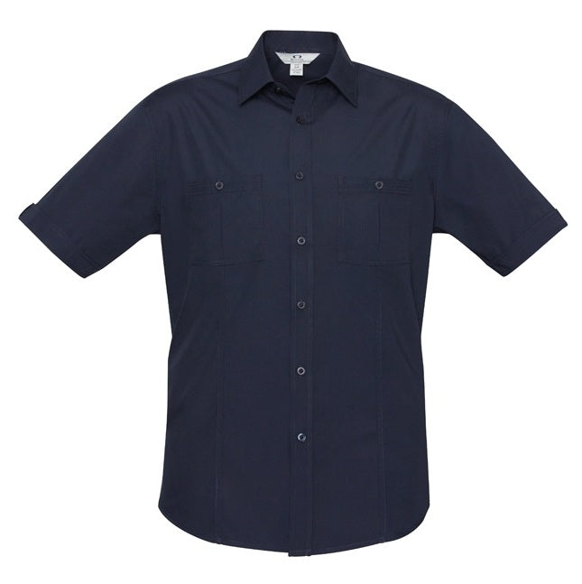Mens navy  classic fit UPF 50+ professional corporate Biz Collection S306MS Bondi Mens Short Sleeve Shirt