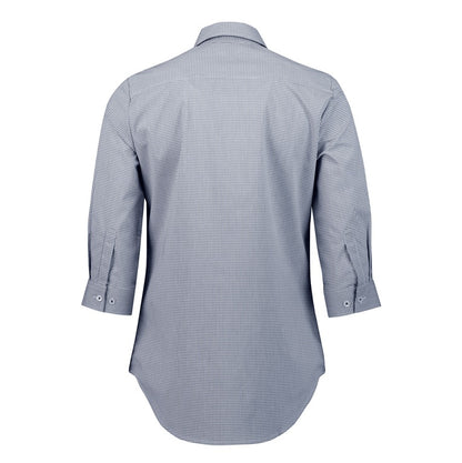 White and Navy checkered Cotton rich stretch fabric 
UPF 50+ sun protection
Wrinkle resistant Biz Collection S338LT Women's Bristol 3/4 Sleeve Shirt