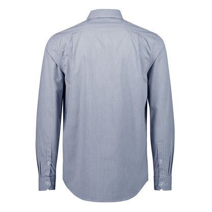 navy and white check Cotton rich stretch fabric corporate professional 
UPF 50+ sun protection Biz Collection S338ML Mens Bristol Classic Long Sleeve Shirt