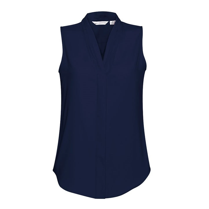 womens navy blue sleeveless corporate professional light breathable everyday workplace Biz Collection S627LN Ladies Madison Sleeveless Shirt