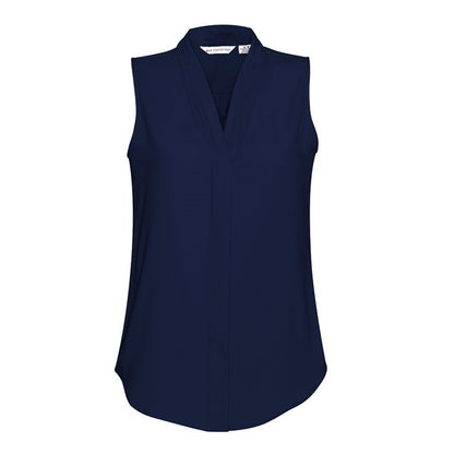 womens navy blue sleeveless corporate professional light breathable everyday workplace Biz Collection S627LN Ladies Madison Sleeveless Shirt
