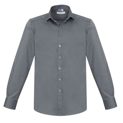 Mens long sleeve charcoal platinum grey premium cotton button down business corporate Biz Collection S770ML Monaco Mens L/S Shirt